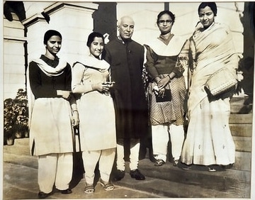 Former Prime Minister Jawaharlal Nehru at the Museum and Archives Section of Indraprastha College for Women. 1