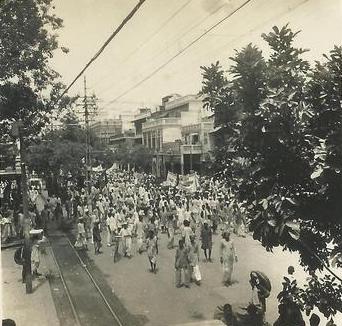 Student rally passing through Chandini Chowk the early 1940s