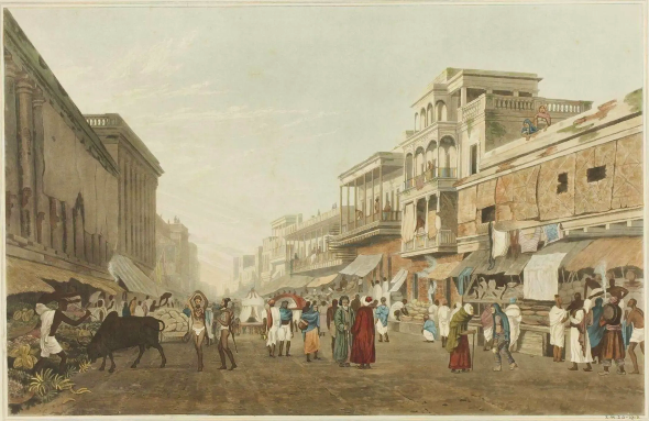 1826 James Baillie Fraser Lal Bazar leading to Chitpore Road on North of Dalhousie square Calcutta.