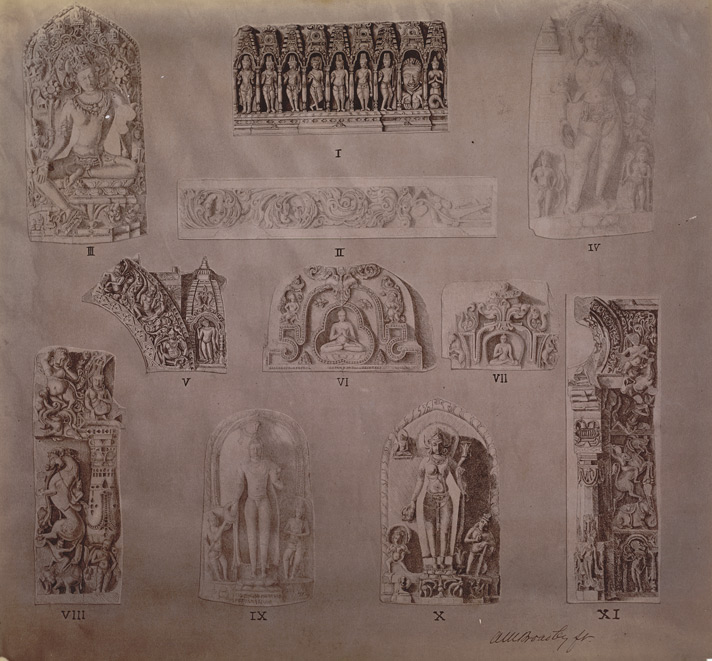 Photographic copy of a drawing of various sculptures from the Broadley Collection Bihar Museum1875